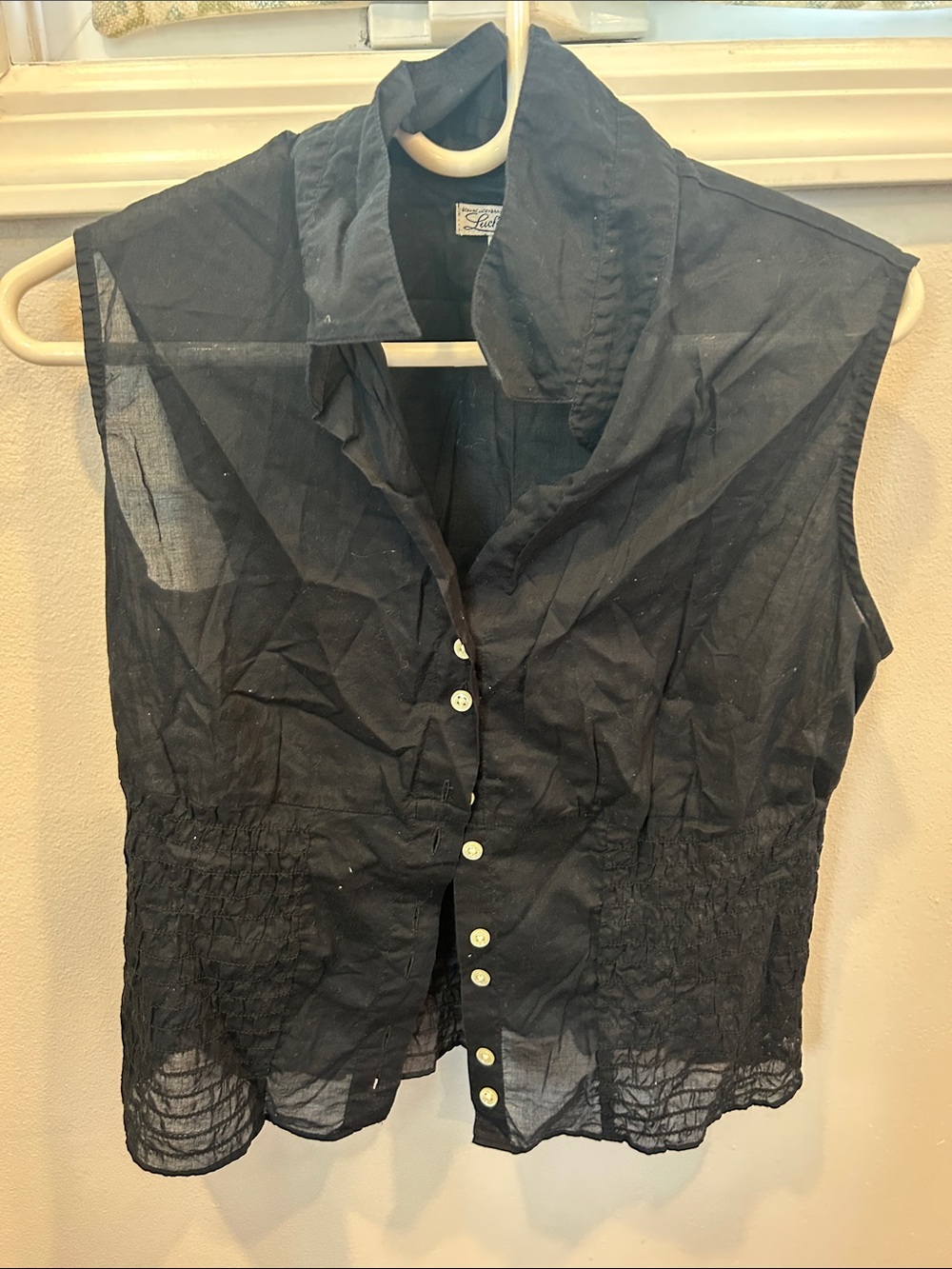 Lucky Brand Black Sleeveless Button-Down Shirt